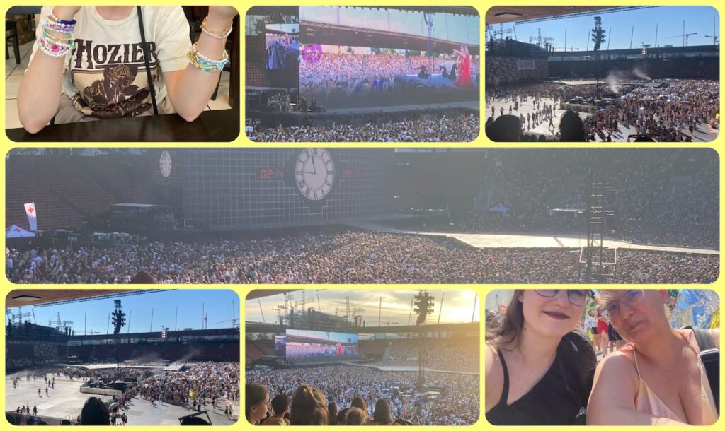 collage of images of Taylor Swift concert in Zurich